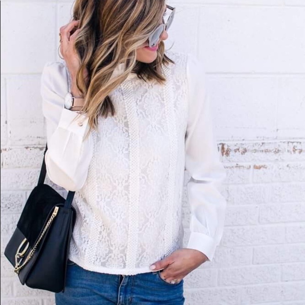 NWT Lace Chiffon Blouse - Goodnight Macaroon😍